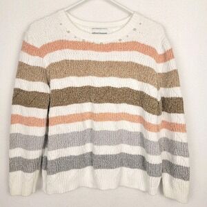 Alfred Dunner Stonehenge Crew Neck Long Sleeve Pointelle Chenille Sweater‎ L